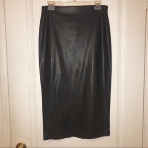 Simple black faux leather skirt